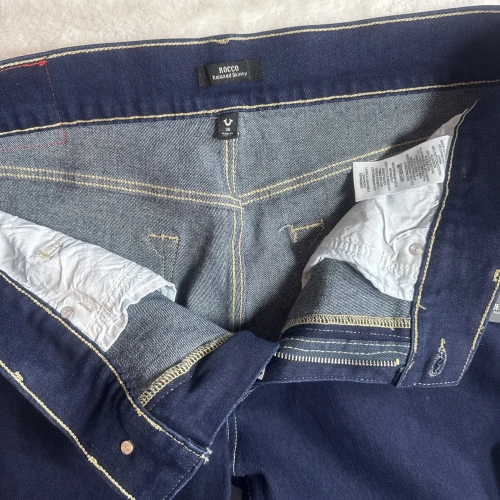 True Religion Rocco Relaxed Skinny Men's Jeans Dark‎ Blue 36